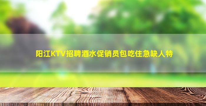 阳江KTV招聘酒水促销员包吃住急缺人特